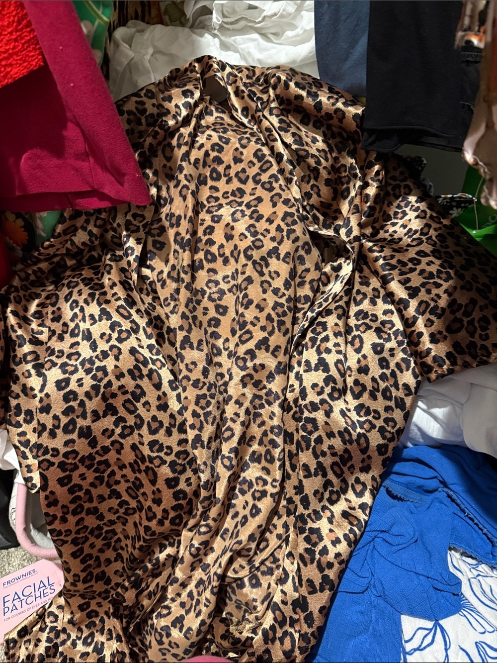 Leopard Print Satin Robe - Brown/Black